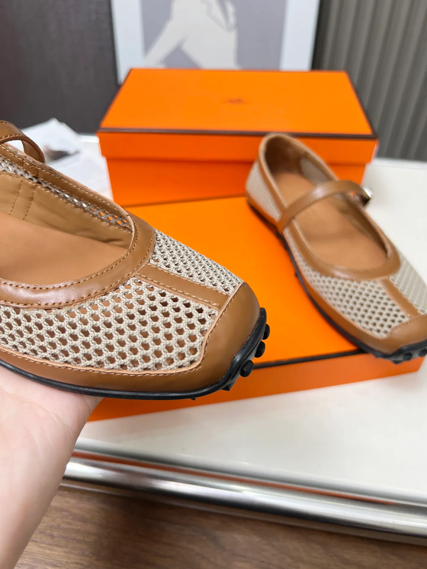 👟👟Ex-factory price 480👟👟Hermes New model! Original development, top layer cowhide! New crafting grid! In sheepskin, sheepskin padding! 35-41 yards